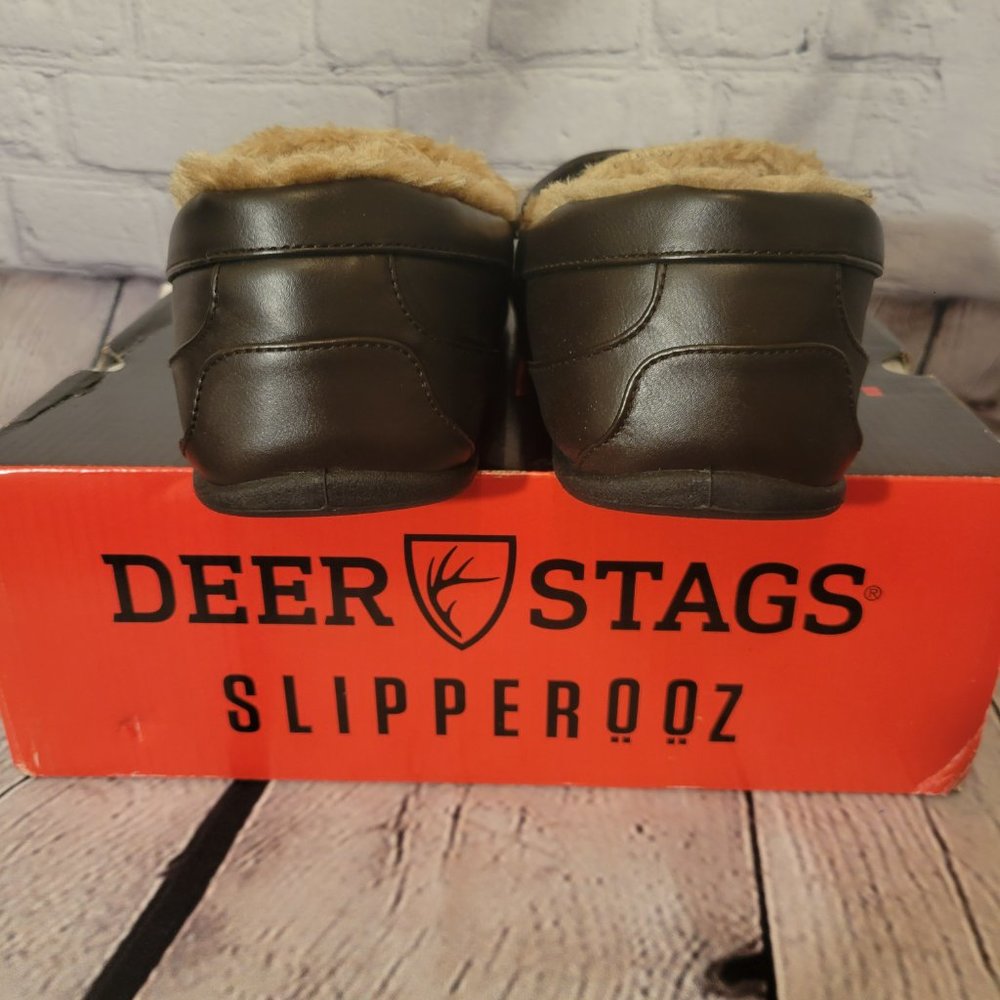 Deer Stags Men’s Slipperooz Moccasin Slippers Brown Dark - Picture 6 of 7